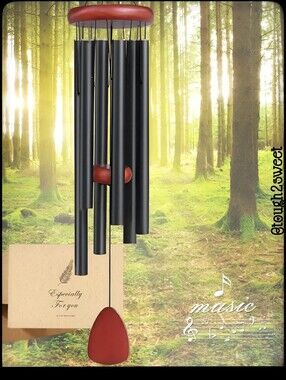 🆕38" BLACK WIND CHIMES WITH CAPTIVE SOUND TECHNOLOGY OUTDOOR/INDOOR DECOR